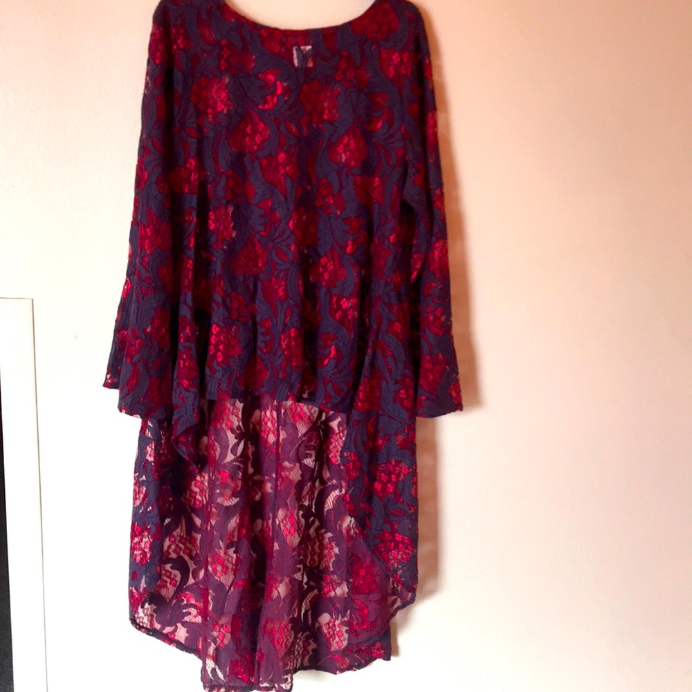 The Pyramid Collection Womens Sheer Lace High Low Hem Cover Dress Size XL